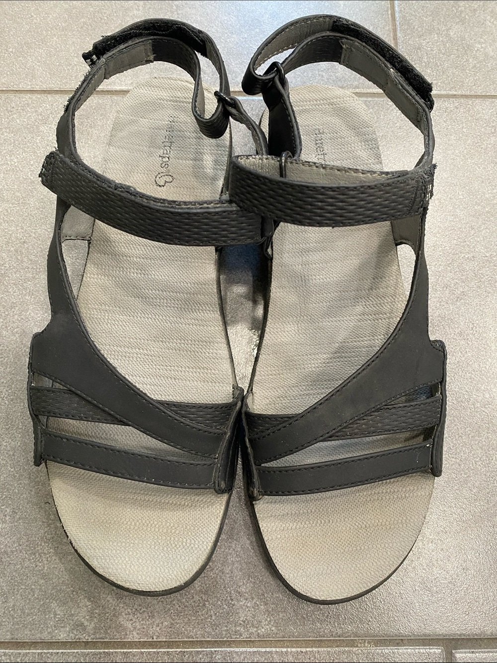 BareTraps Black Strappy Comfort Sandals. Very cute and comfy. Size 8.5.